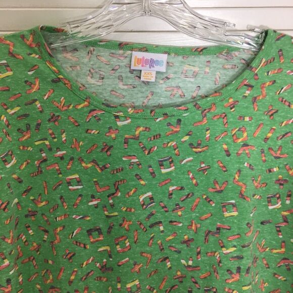NWT LuLaRoe Irma Oversized Flowy T-Shirt Top Letters And Numbers Print Size XXS - Picture 3 of 12